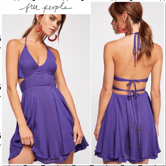 Free People Dresses & Skirts - ⬇️$58 Free People Lille Purple Halter Dress L NWOT